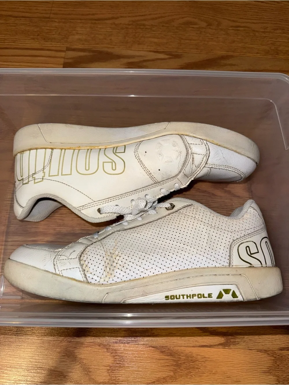 Southpole White Leather Gold Logo